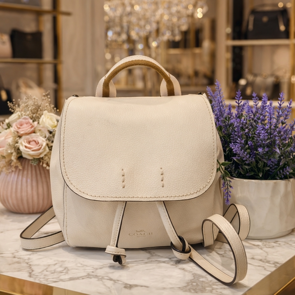 Coach Derby Ivory White‎ Leather Backpack Crossbody Shoulder Bag